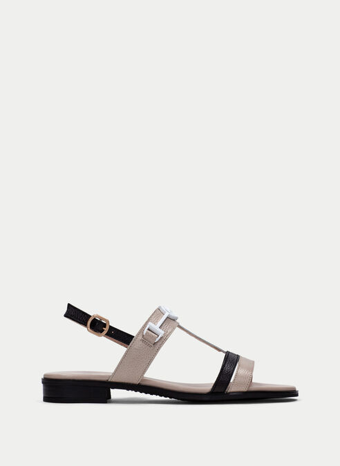 sandalias planas yakarta noir-taupe