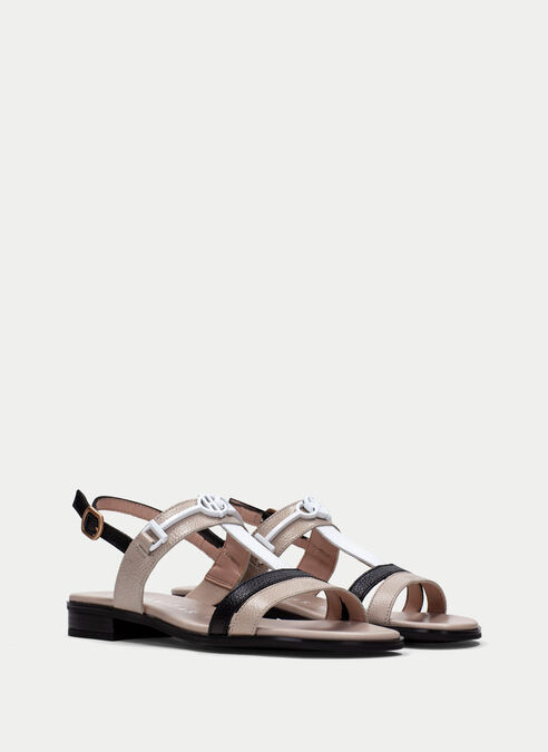 sandalias planas yakarta noir-taupe