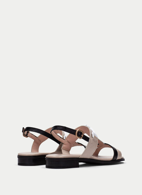 sandalias planas yakarta noir-taupe