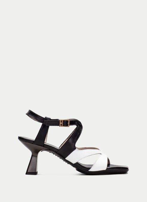 sandalias tacón danielle negro-blanco