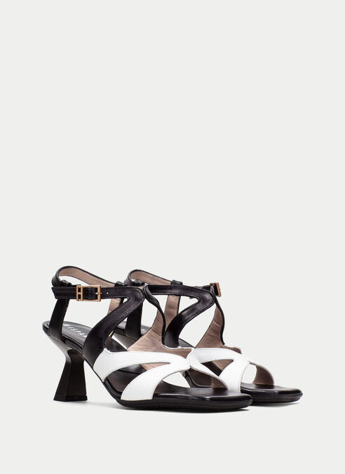 sandalias tacón danielle negro-blanco