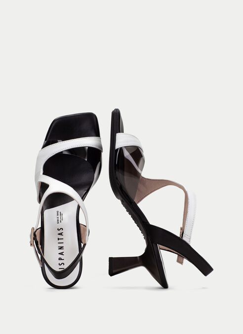 sandalias tacón danielle noir-blanche