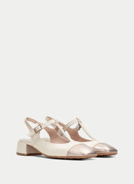 outlet t-strap oporto latte-champagne - hispanitas