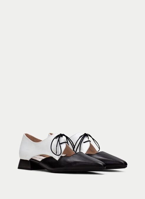 zapatos planos dali blanche-noir