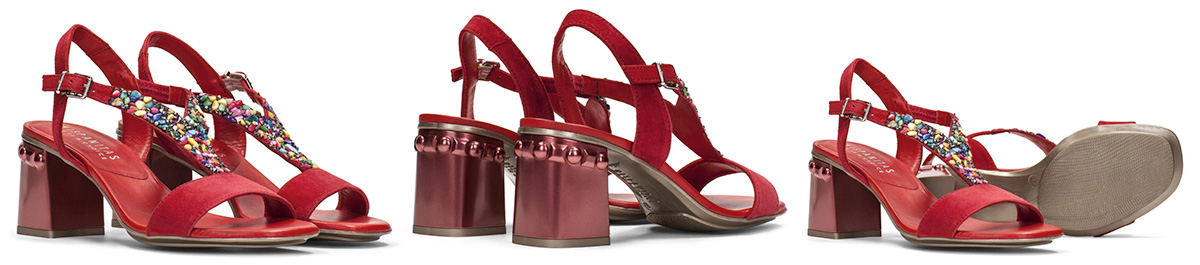 sandalias tacon ante rojo