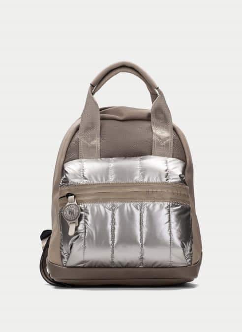mochila acolchada plata