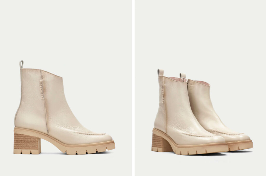 botines de color blanco o crema
