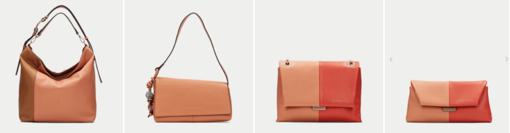 bolsos naranjas y rojos