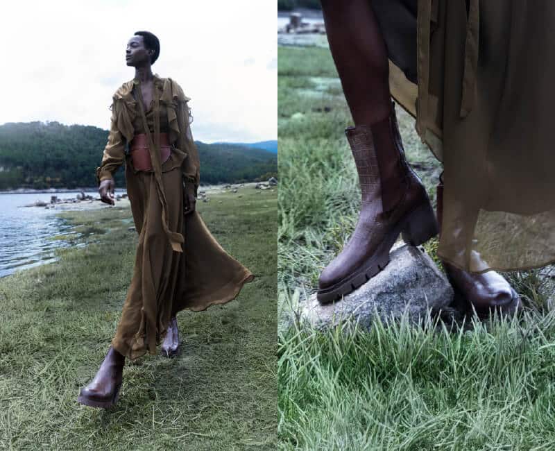 como combinar zapatos con vestido verde